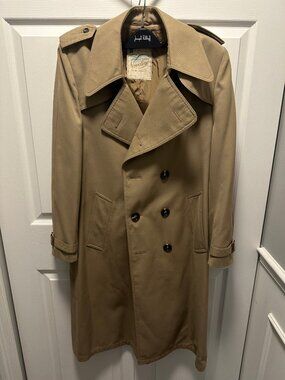 38 full length Beige classic trench coat from around 1984